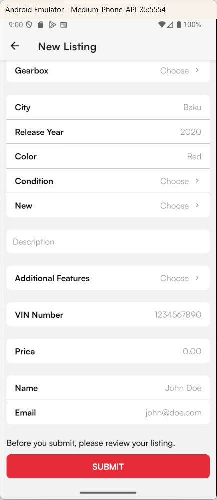 GrabSnap mobile form screen